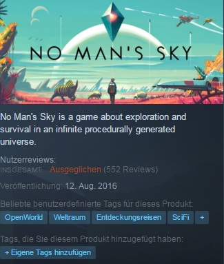 No Mans Sky - Steam Bewertungen zum PC Release